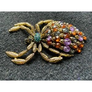 Spider Rhinestone LARGE Brooch